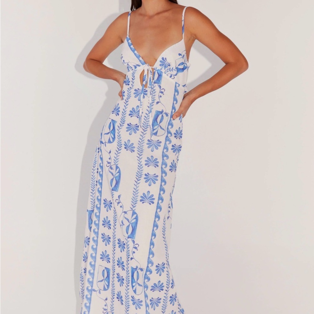 Peppermayo Flora Linen Maxi Dress - Floral Wave